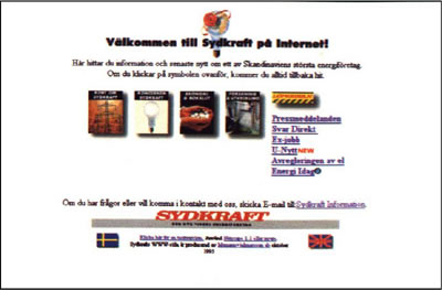 Hemsida för Sydkraft 1996