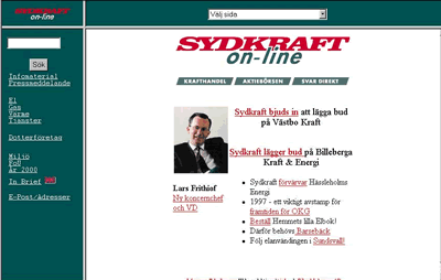 Hemsida Sydkraft 1996